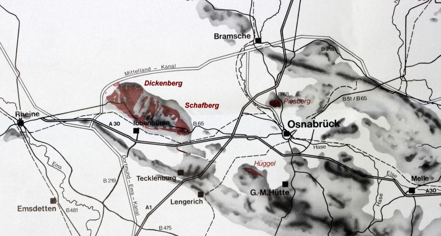 Kaart van Ibbenbüren en Piesberg